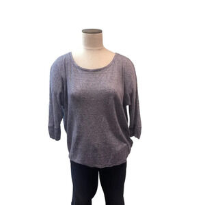 Athleta Blue and White scope neck  striped‎ 3/4 length sleeve shirt